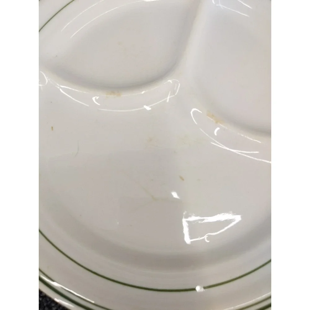 Wellsville Green Band Divided Grill Plates 9.5